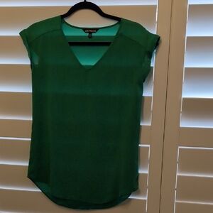 Express Green V-Neck Blouse, size XS